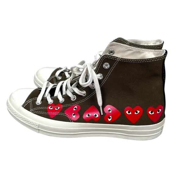 Converse x Comme Des Garsons Chuck 70 Hi Multi Heart Men’s 11 Women's 13 Olive - Picture 3 of 8